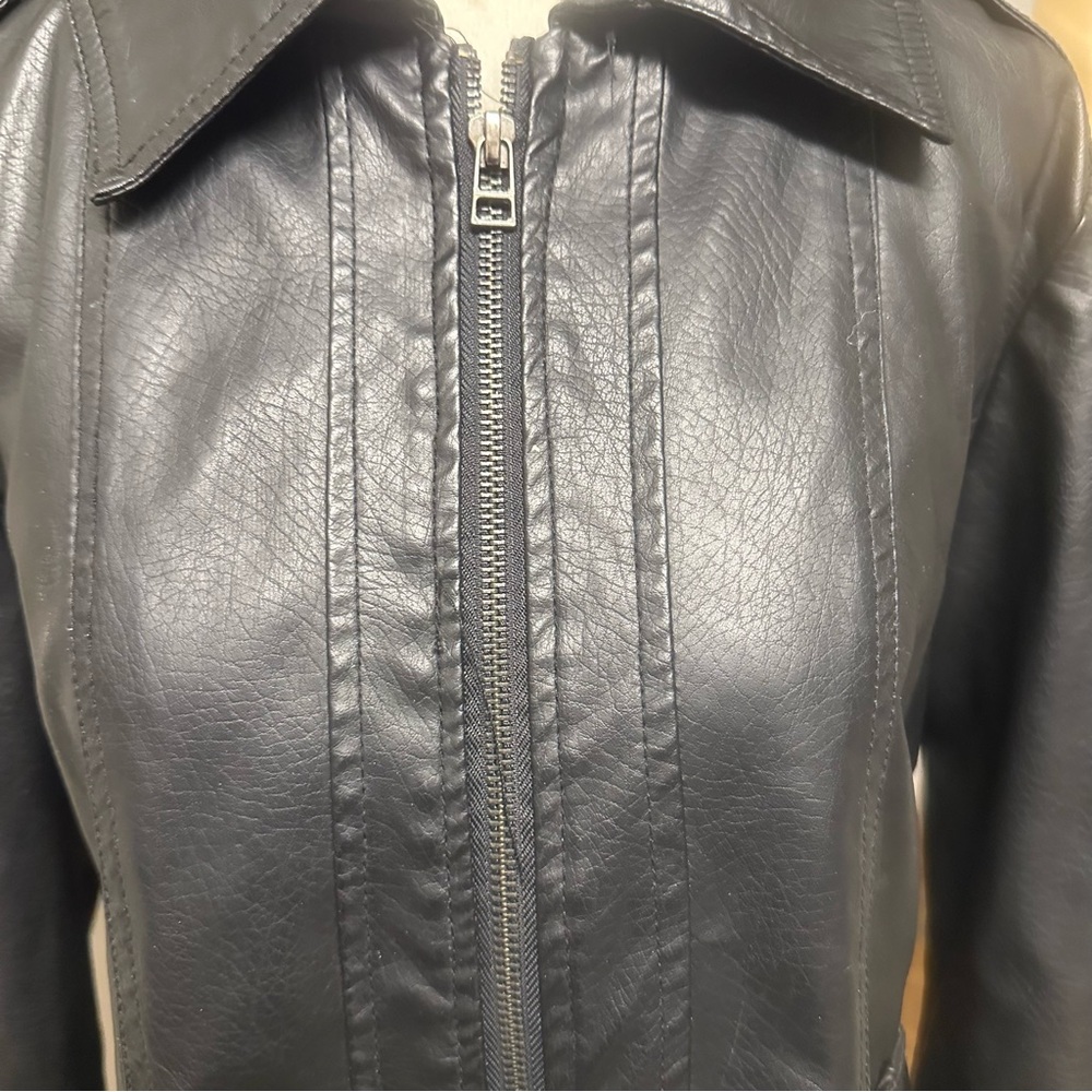 Black Faux Leather Jacket XL - Picture 4 of 10